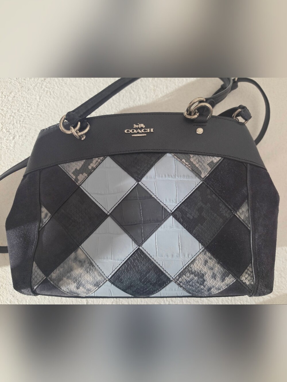 Coach Brooke Carryall in Midnight Multi Patchwork Leather and Suede
